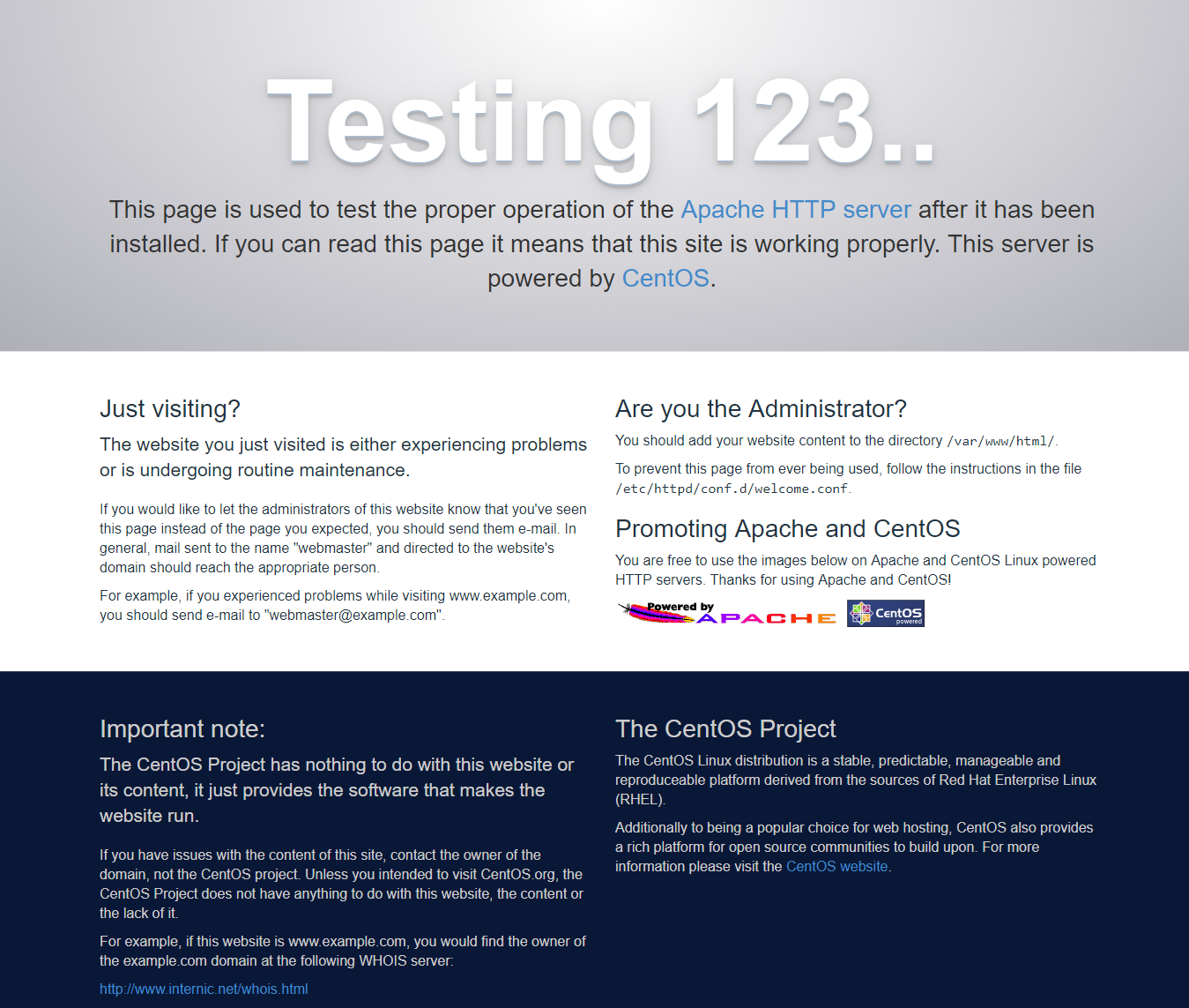 Apache HTTP Server Test Page Powered By CentOS